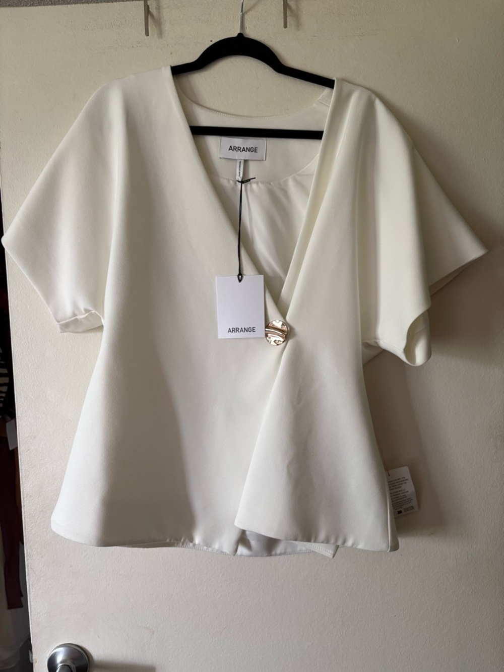 ASOS Arrange Women's Cream V-Neck Faux-Wrap Blouse